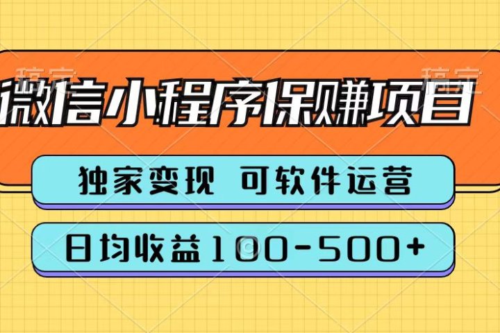 腾讯官方微信小程序保赚项目，日均收益100-500+网创吧-网创项目资源站-副业项目-创业项目-搞钱项目网创吧