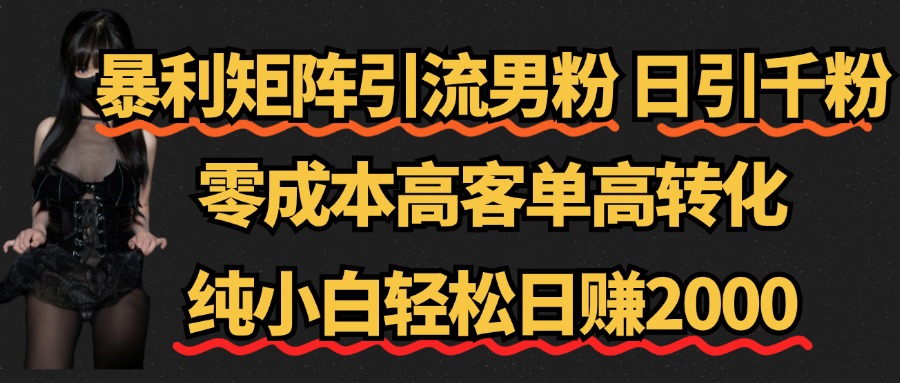 图片[1]网创吧-网创项目资源站-副业项目-创业项目-搞钱项目暴利矩阵引流男粉（日引千粉），零成本高客单高转化，纯小白轻松日赚2000+网创吧-网创项目资源站-副业项目-创业项目-搞钱项目网创吧