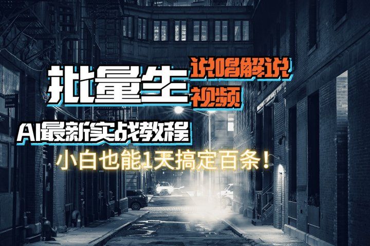 【AI最新实战教程】批量生成说唱解说视频，小白也能1天搞定百条！网创吧-网创项目资源站-副业项目-创业项目-搞钱项目网创吧