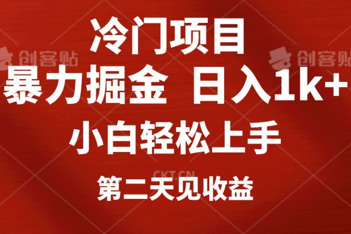 冷门项目，靠一款软件日入1000+暴力掘金小白轻松上手，第二天见收益网创吧-网创项目资源站-副业项目-创业项目-搞钱项目网创吧
